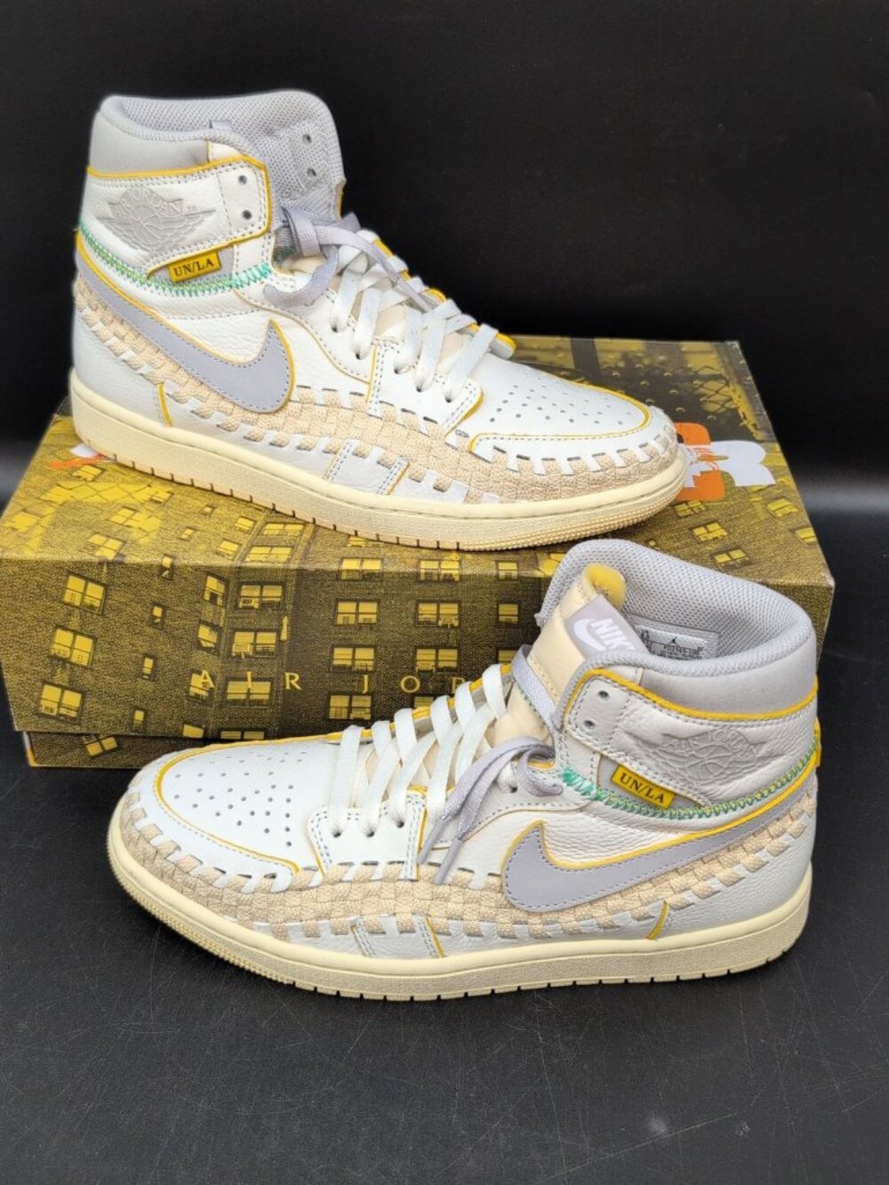 Nike Air Jordan 1 Retro Hi OG SP Men`s Sneakers Shoes US 8.5 Grey Muslin Gold